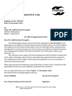 Pratap Telecrats PVT LTD Appointment Letter