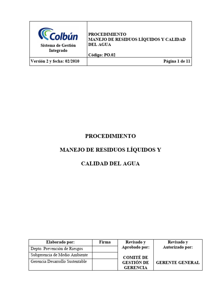 Manejo de Residuos Líquidos y Agua | PDF | Residuos | Agua