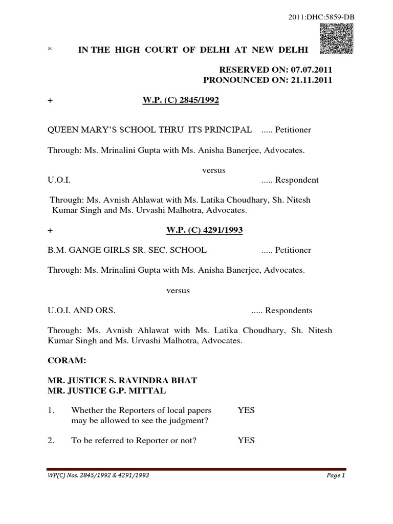 Delhi High Court Ruling on Minority Schools | PDF | Employment ...