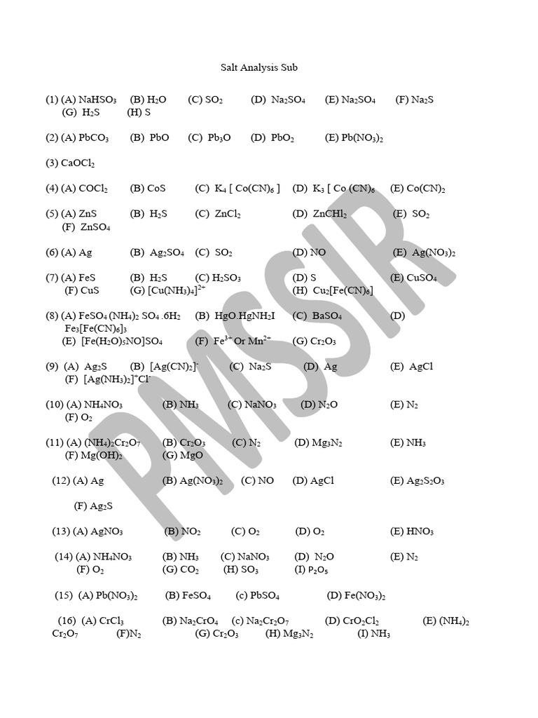 Comprehensive Salt Analysis Guide | PDF