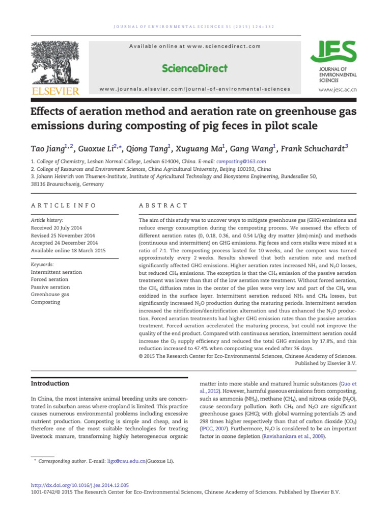 Effects of Aeration Method and Aeration Rate On Greenhouse Gas | PDF ...