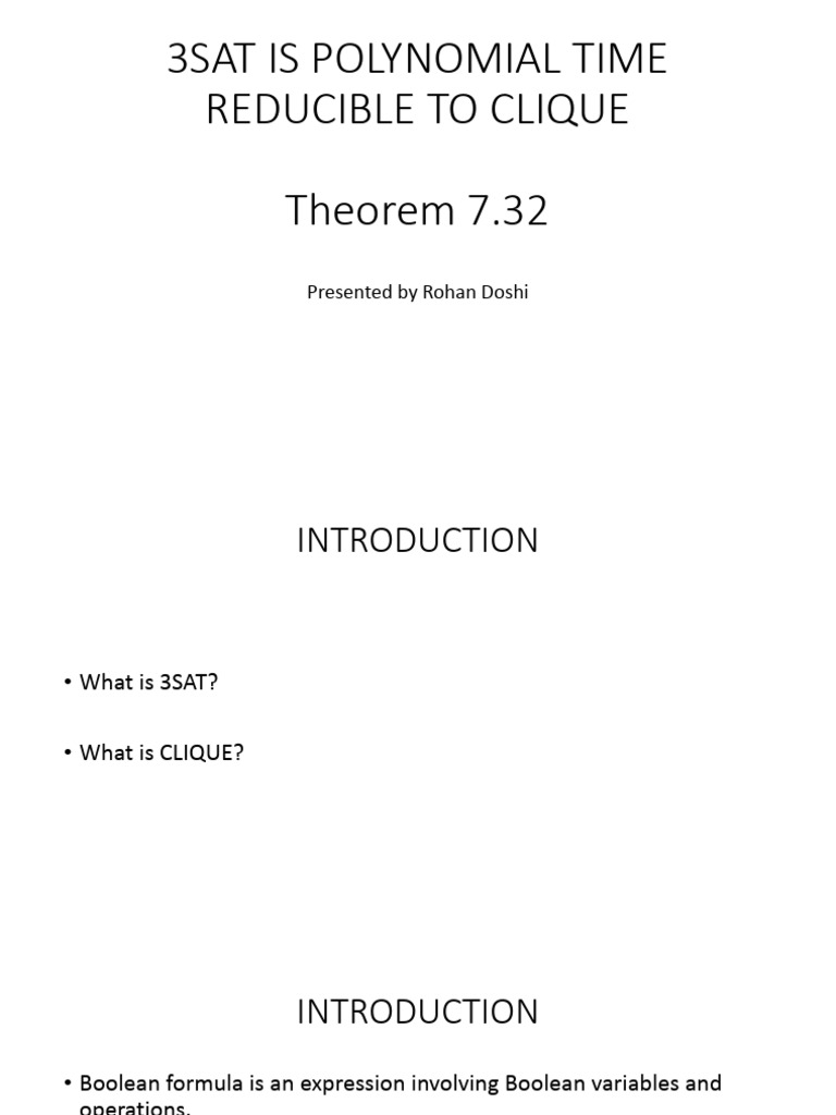 3SAT to Clique Reduction Explained | PDF | Combinatorics | Discrete ...