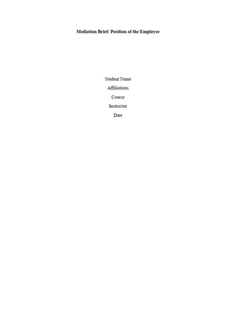 Mediation Brief | Download Free PDF | Employment | Mediation