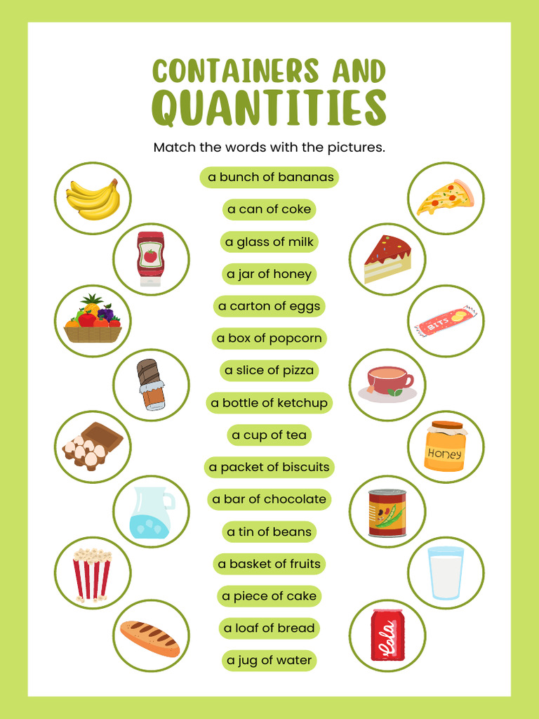 Containers and Quantities Worksheet | PDF