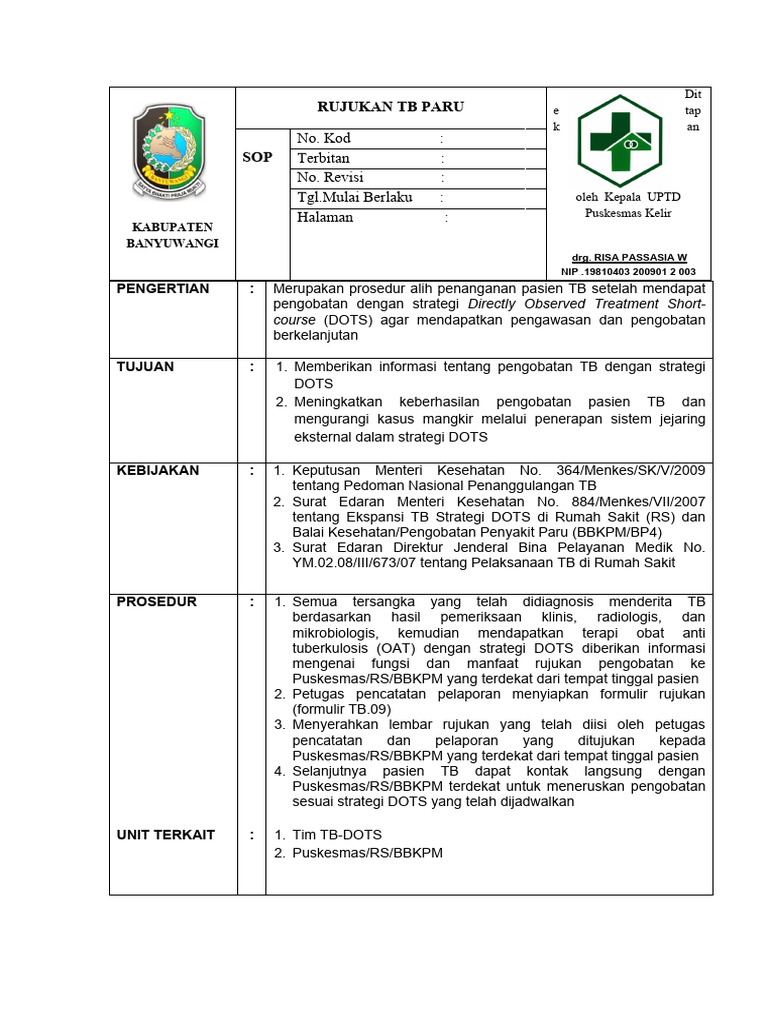 Rujukan Pengobatan TB dengan DOTS | PDF