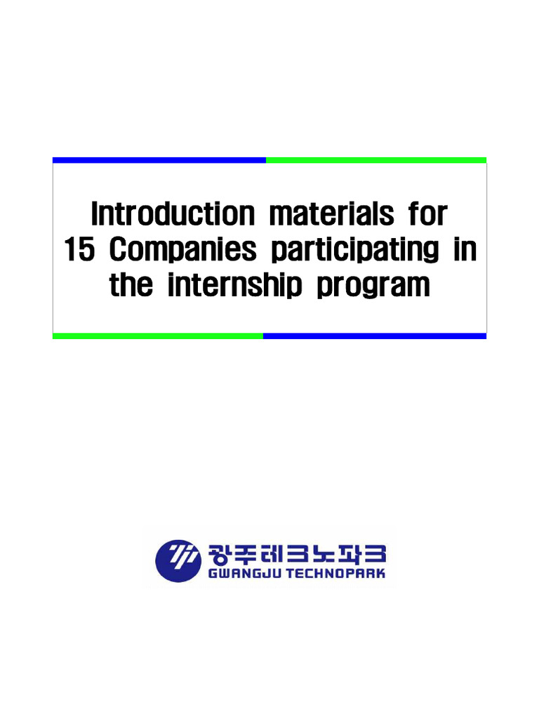 Introduction materials for 15 companies participating in the internship