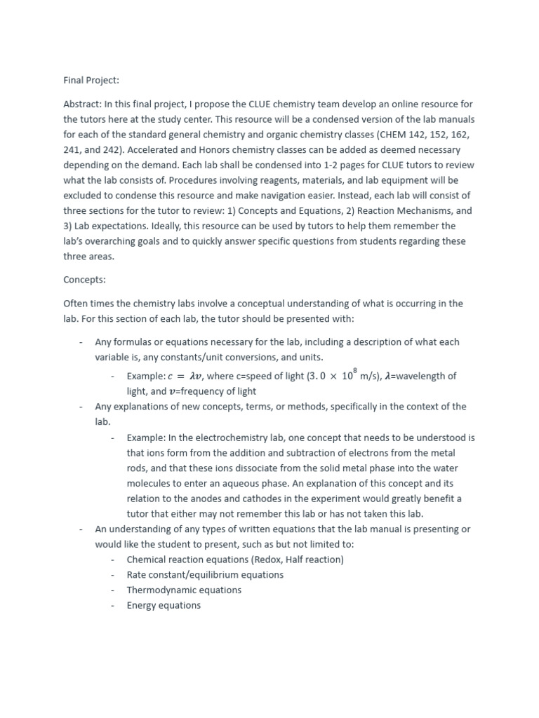 Condensed Chemistry Lab Resource for Tutors | PDF | Chemical Reactions ...