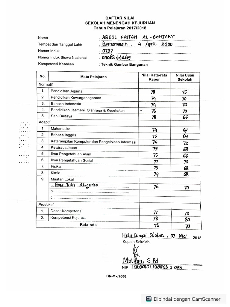 Rata2 Nilai | PDF
