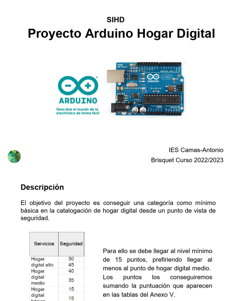 Proyecto Arduino: Seguridad en Hogar Digital | PDF | Sensor