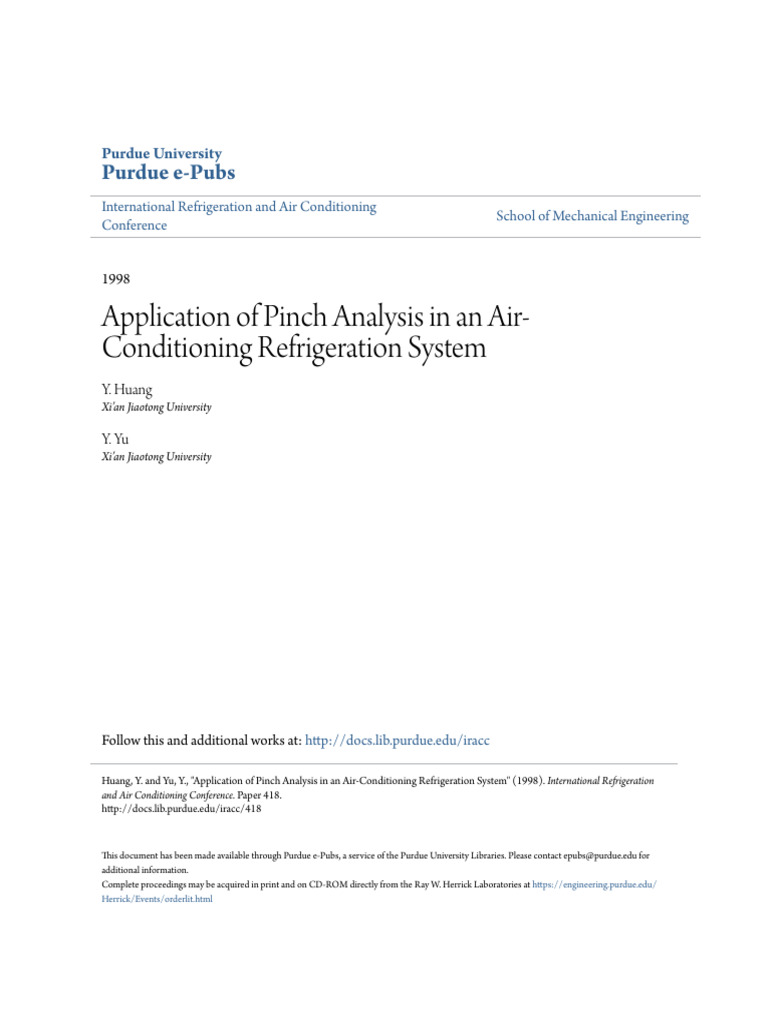 Pinch Analysis in Refrigeration Systems | PDF | Refrigeration | Heat ...