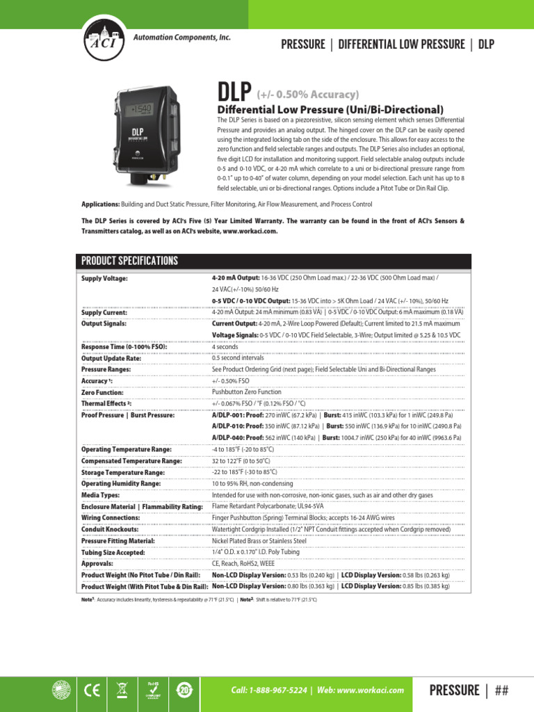 Pressure - Differential Low Pressure - DLP | Download Free PDF | Sensor ...