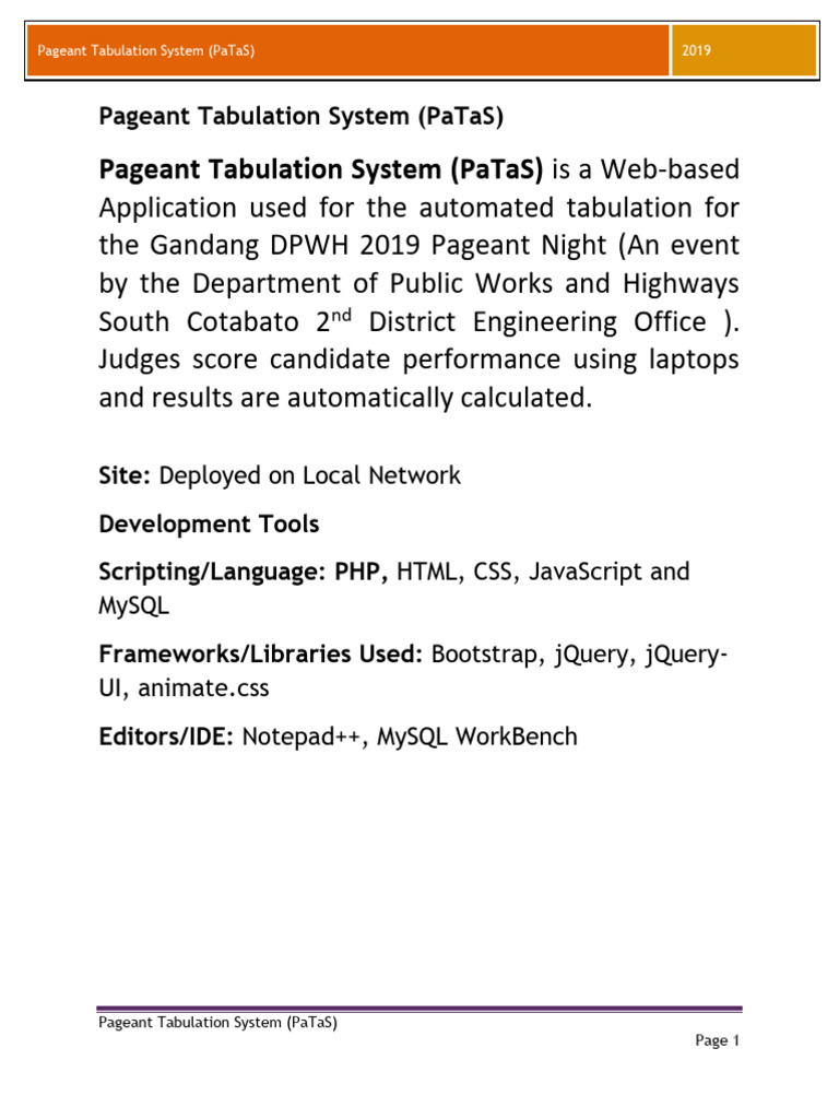 Pageant Tabulation System Overview | PDF | Business