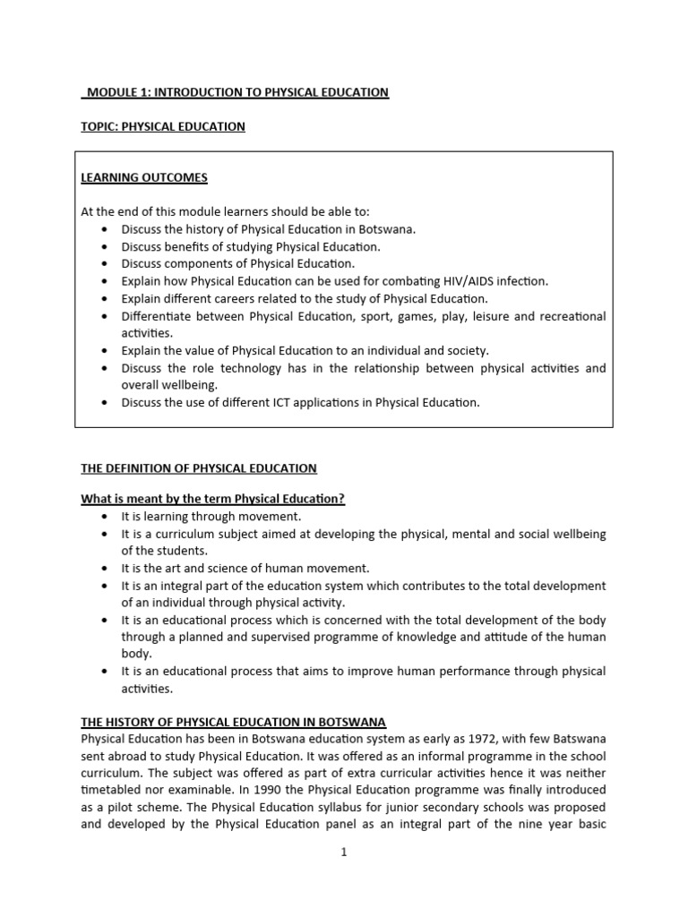 Introduction to Physical Education Module | PDF | Heart Valve ...