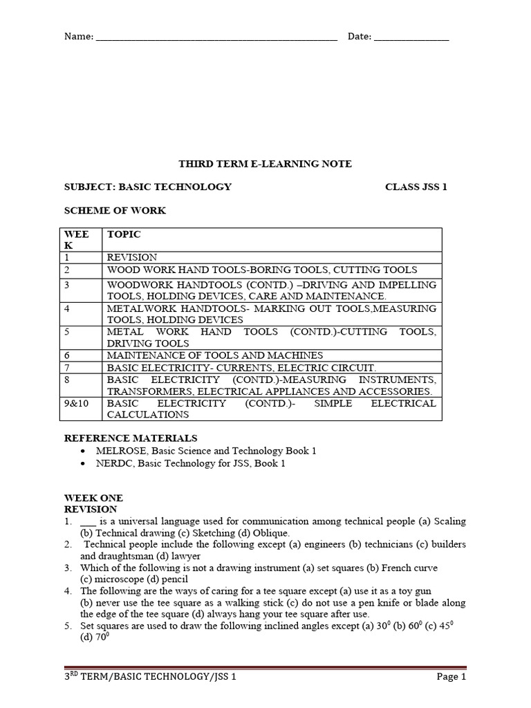 JSS 1 Basic Technology: Tools Overview | PDF | Capacitor | Inductance
