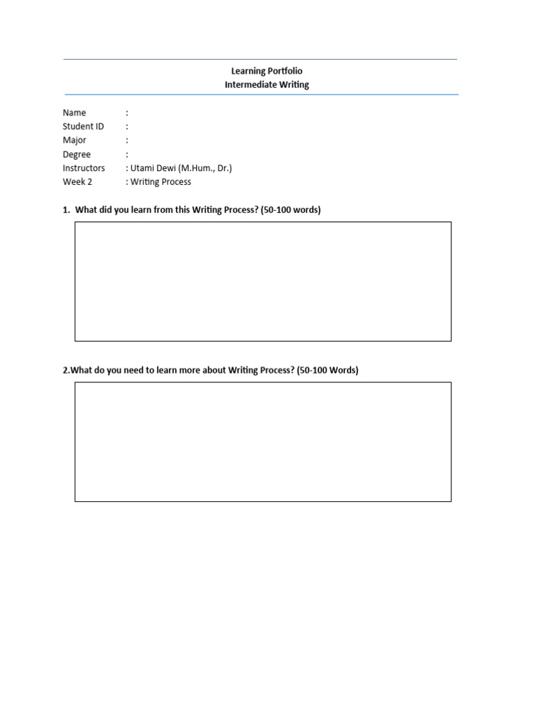 Intermediate Writing Portfolio Week 2 Insights Pdf