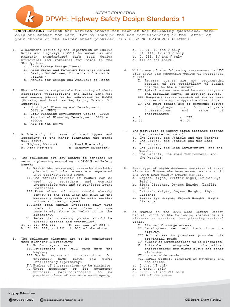 DPWH Road Safety Design Standards | PDF | Traffic | Road