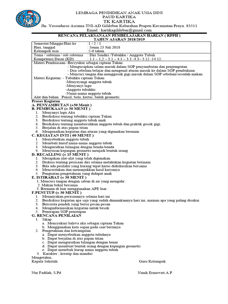 RPPH TK-A SMT1 Minggu - 02 - Tubuhku | PDF | Kesehatan Holistik