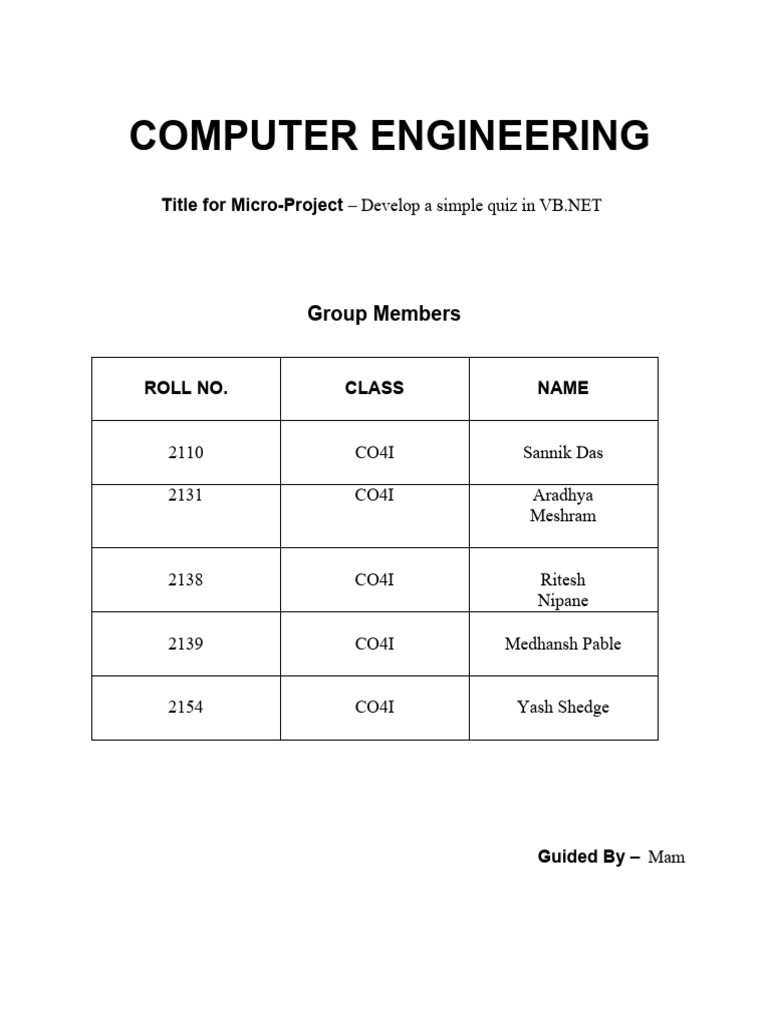 Computer Engineering: Group Members | PDF | Basic | Computer Science