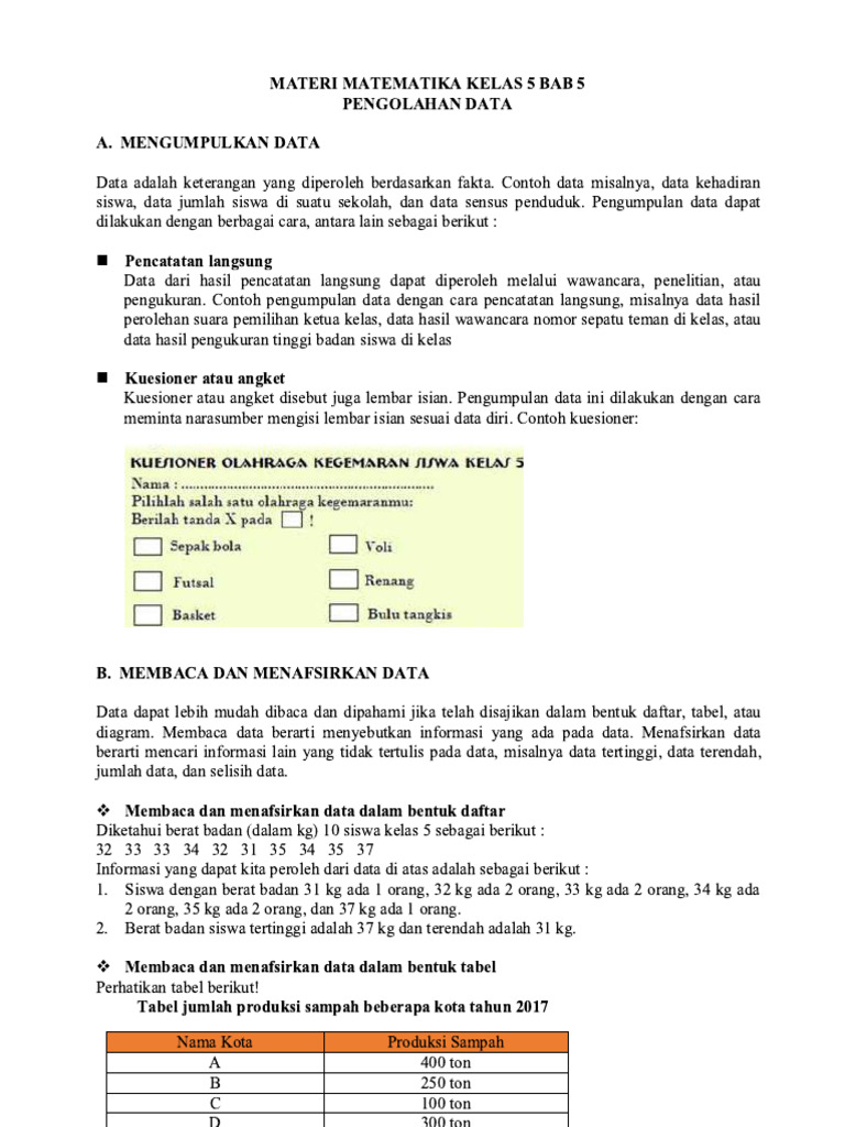 Materi Matematika Kelas 5 Bab 5 Pdf