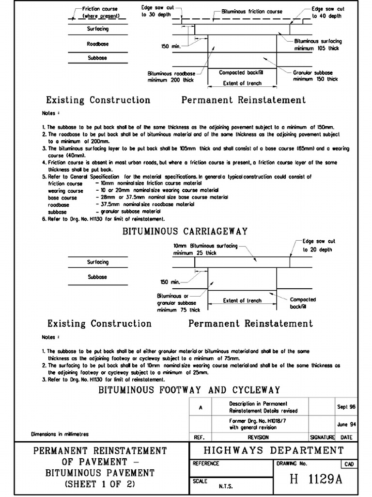 Permanent Reinstatement Guidelines | PDF | Road Surface | Physical Sciences
