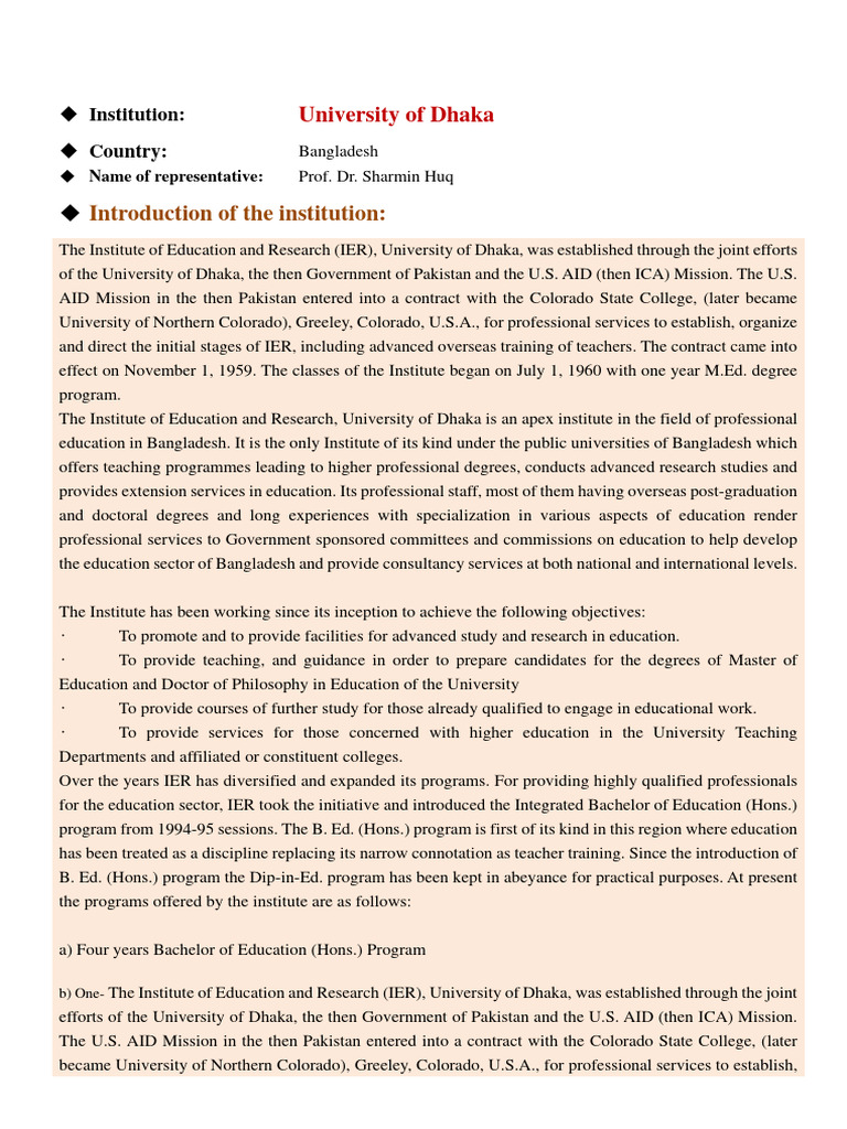 Introduction of The Institution | PDF | Academic Degree | Educational ...