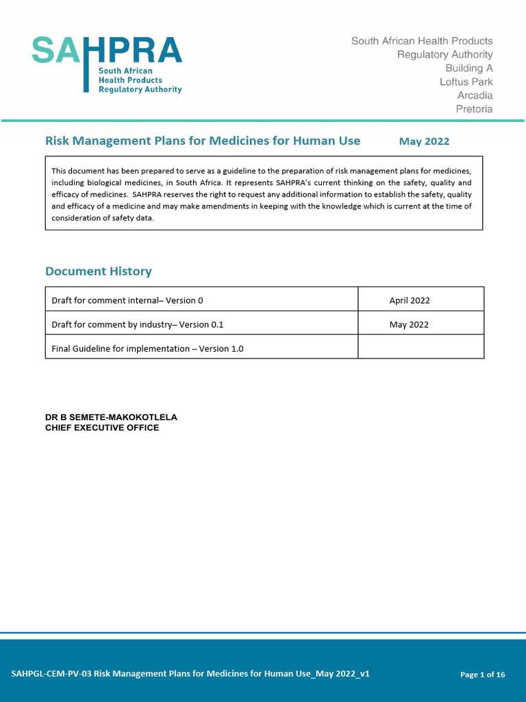 Risk Management Plans for Medicines | PDF | Pharmacovigilance | Risk