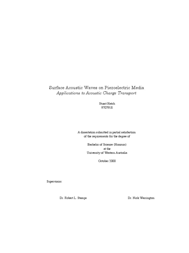 Surface Acoustic Waves in Piezoelectric Media | PDF | Waves | Acoustics