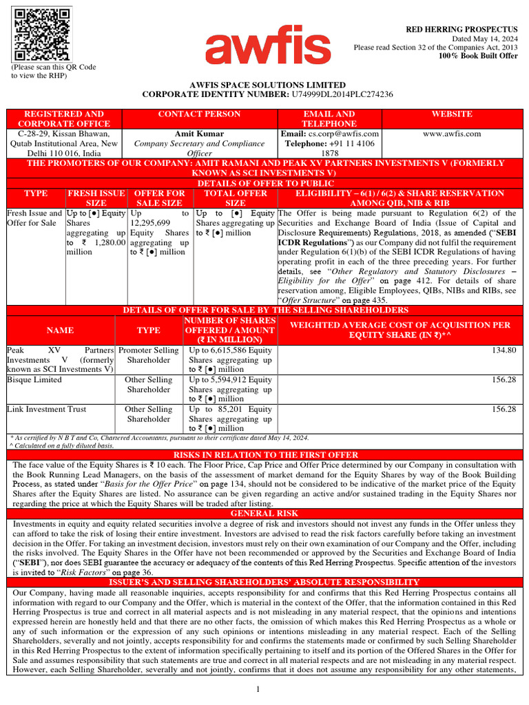 Awfis Space Solutions IPO Prospectus | PDF | Stocks | Investing