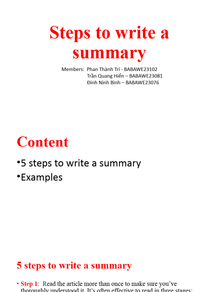 Steps To Write A Summary Download Free Pdf Citation Human