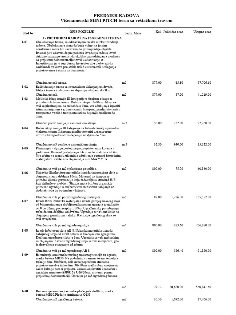Predmer MINI PITCH Teren | PDF