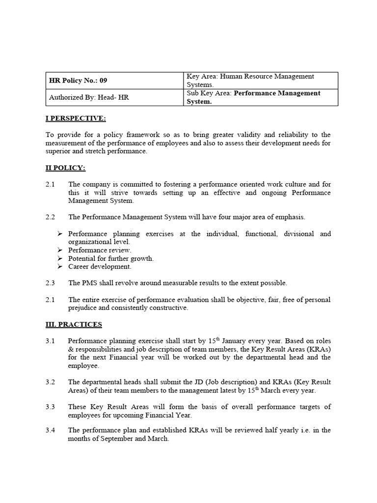 Performance Management System Guidelines | PDF | Performance Appraisal ...