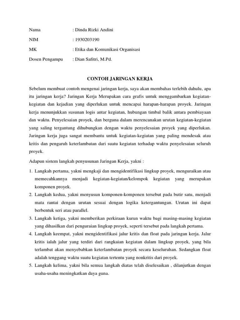 Contoh Jaringan Kerja Proyek AON dan AOA | PDF