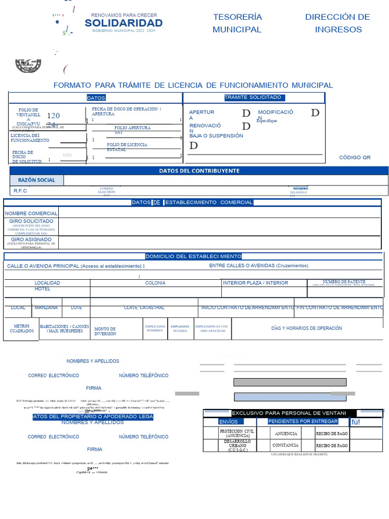 Formato para Licencia de Funcionamiento | PDF