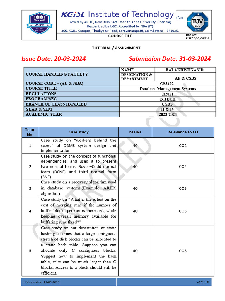 Case Study Question | PDF | Databases | Data Management Software
