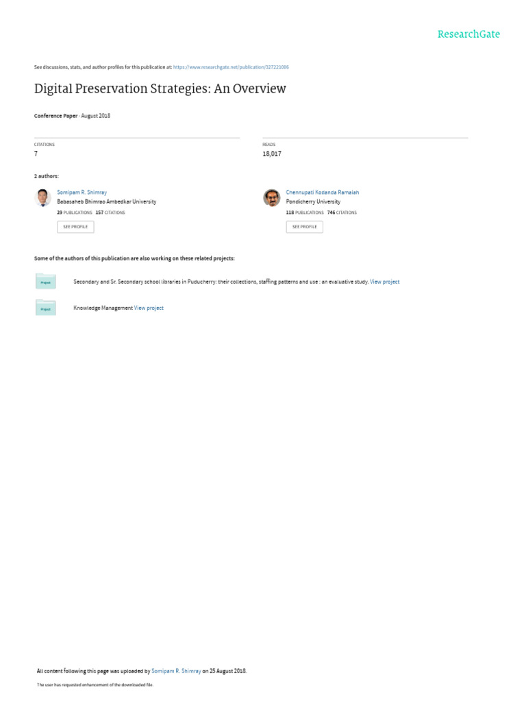 Digital Preservation Strategies Overview Pdf File Format Metadata