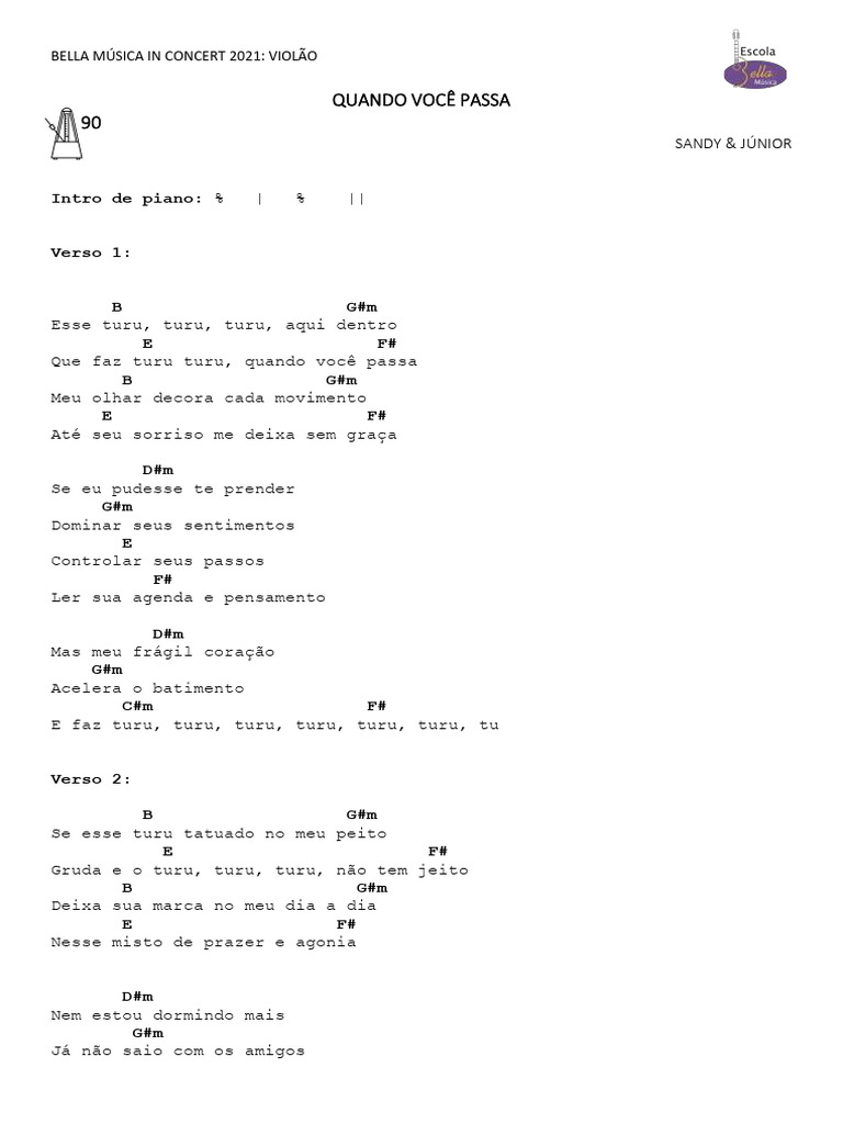 Turu Turu: Letra de Sandy & Júnior | PDF