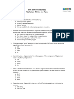 Motion in A Plane Worksheet 1