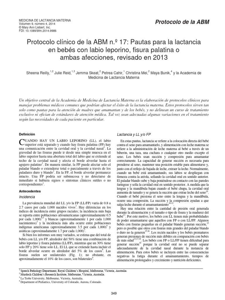 17 Cleft Lip Cleft Palate Protocol Spanish | PDF | Amamantamiento ...