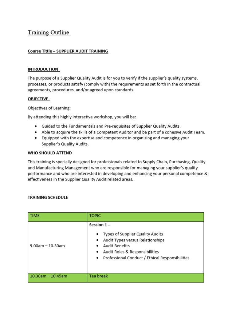 Supplier Audit Skills Workshop | PDF | Audit | Financial Audit