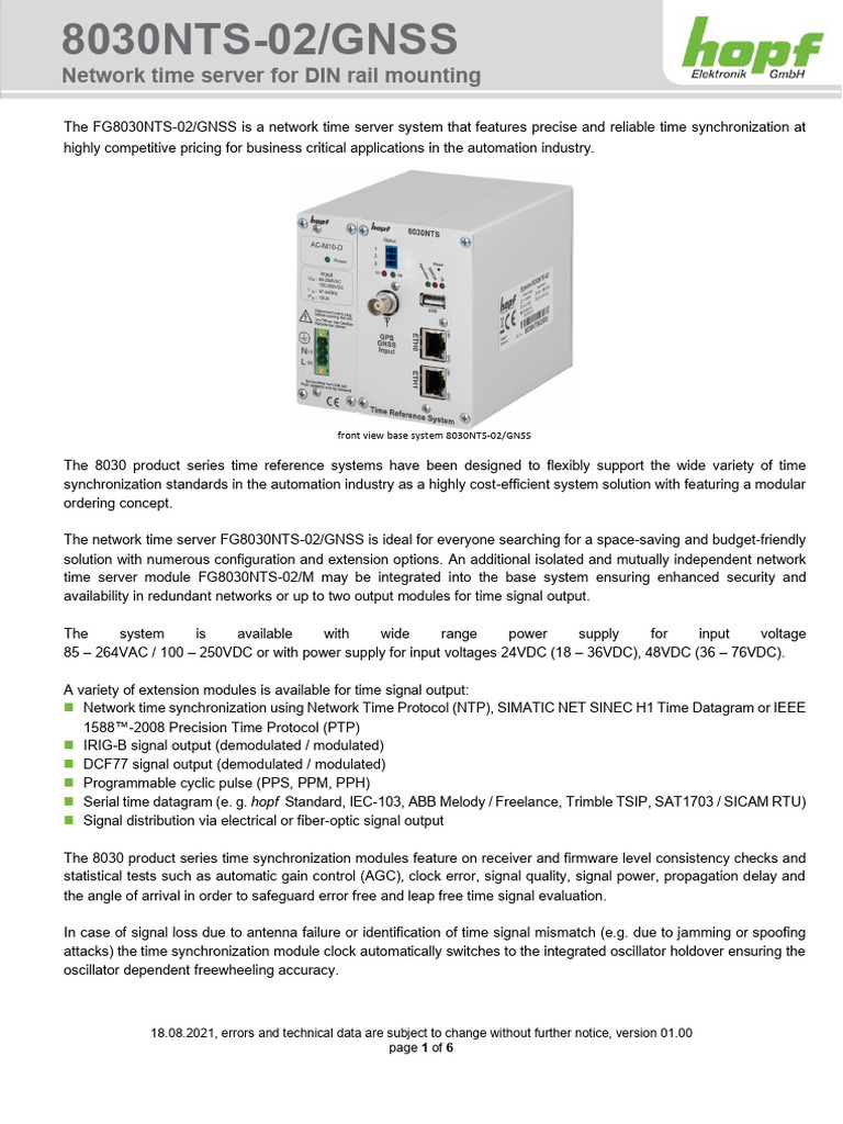 Hopf 8030NTS-GNSS DS v01.00 20210818 en | PDF | Computer Network ...