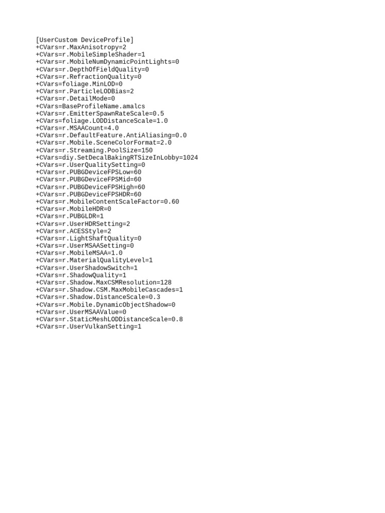 Custom Device Profile Settings for PUBG | PDF | Business | Computers