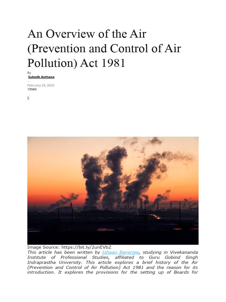 Air Pollution Control Act 1981 Guide | PDF | Air Pollution | Pollution