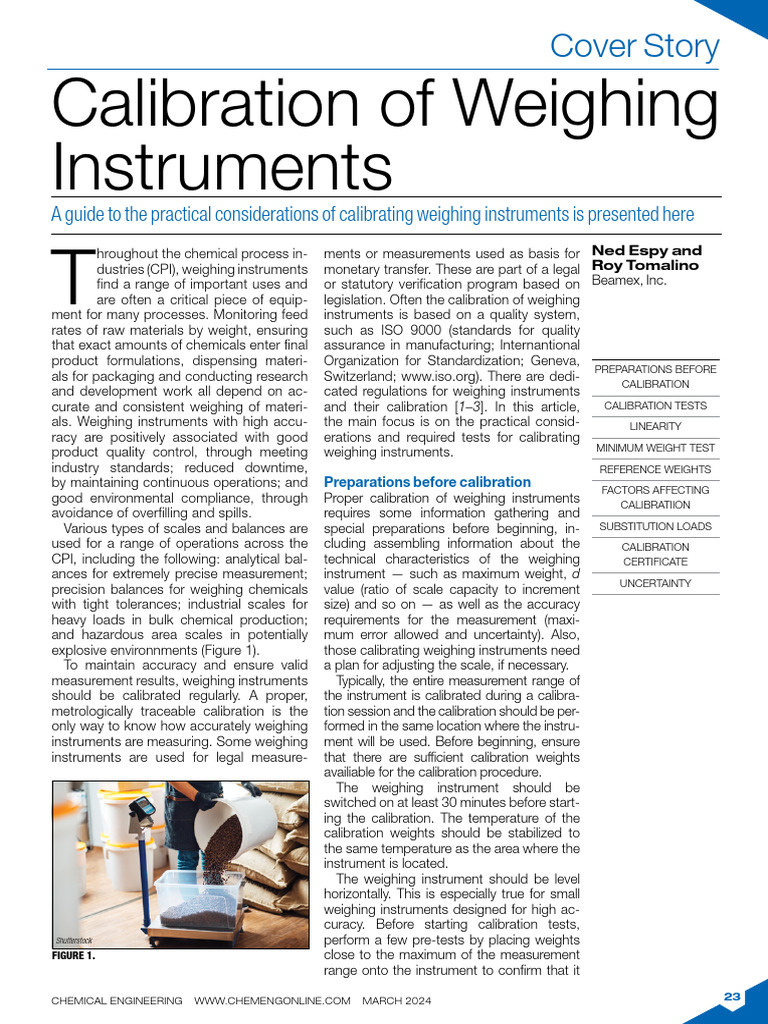 Weighing Instruments Calibration Guide | PDF | Calibration | Weight