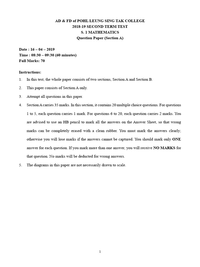 1819 2 Test S1 Math Question | PDF | Interest | Interest Rates