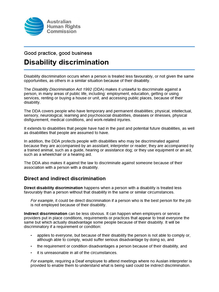 Understanding Disability Discrimination Laws | PDF | Employment ...
