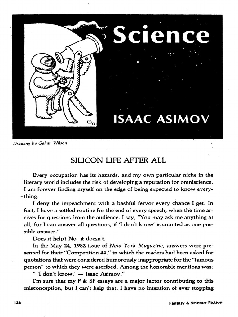Asimov, Isaac - Science - Silicon Life After All | PDF
