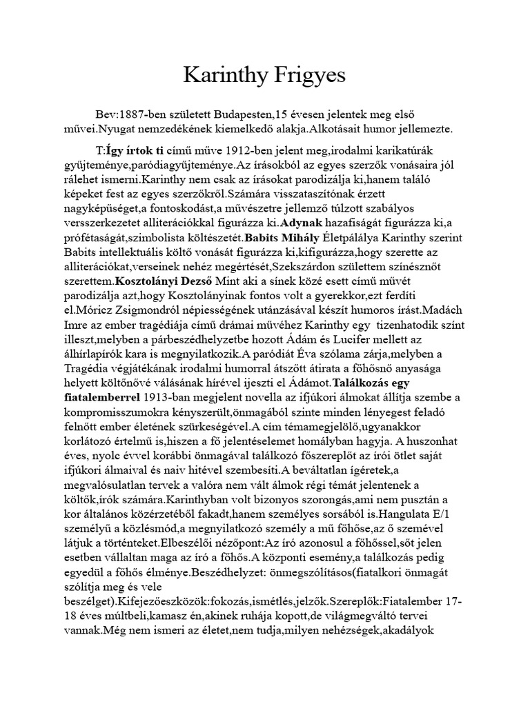 Karinthy Frigyes | PDF
