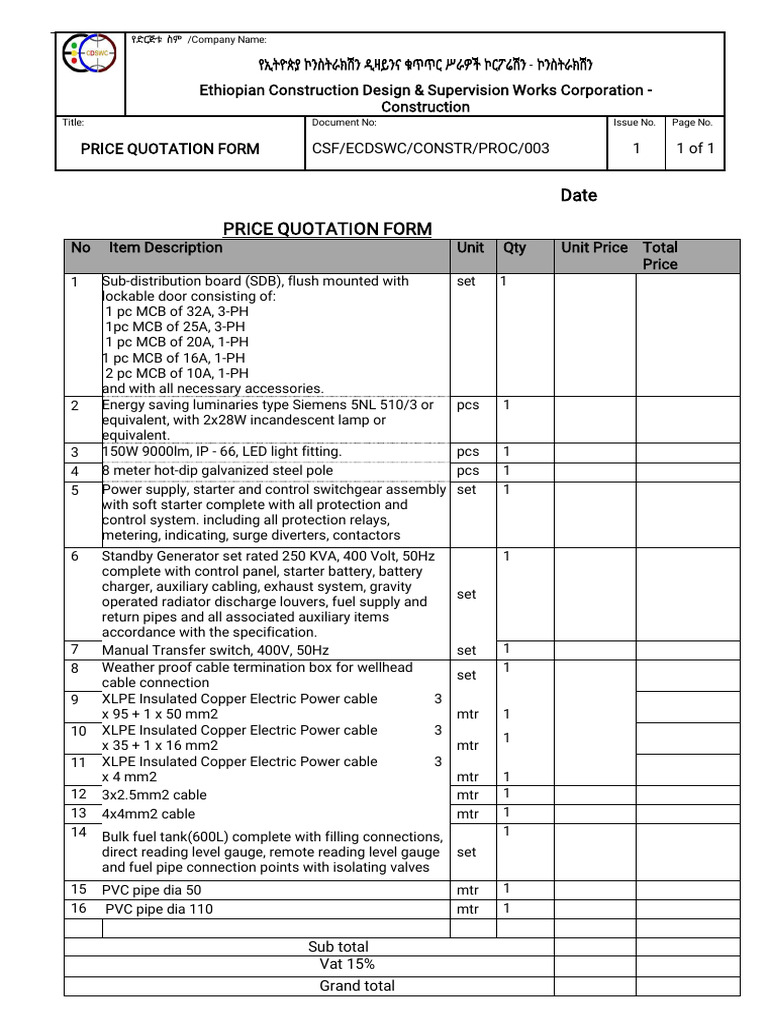Price Quotation for Electrical Supplies | PDF | Pipe (Fluid Conveyance ...