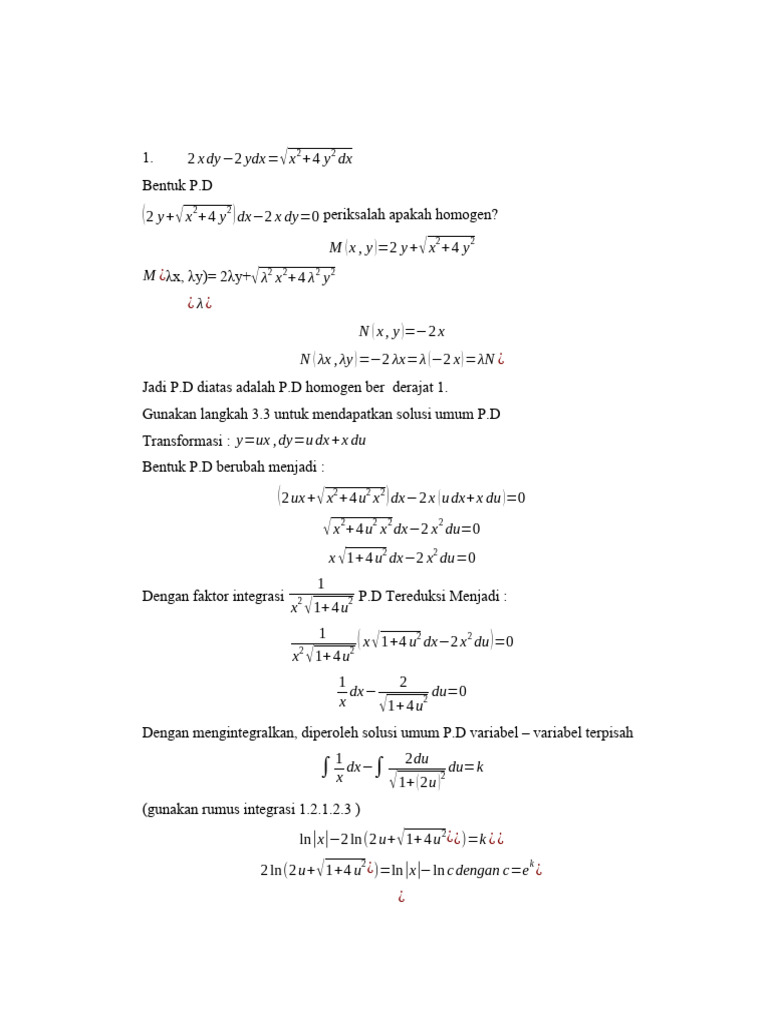 Solusi Umum P.D Homogen Derajat 1 | PDF