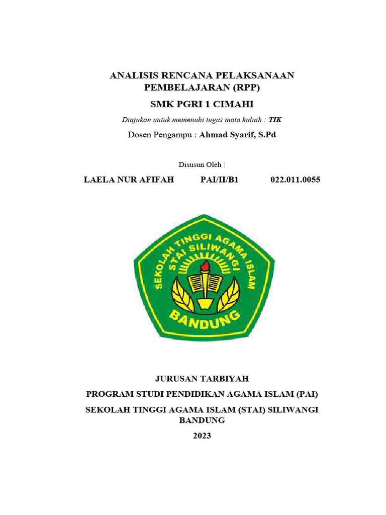 Analisis RPP Laela | PDF